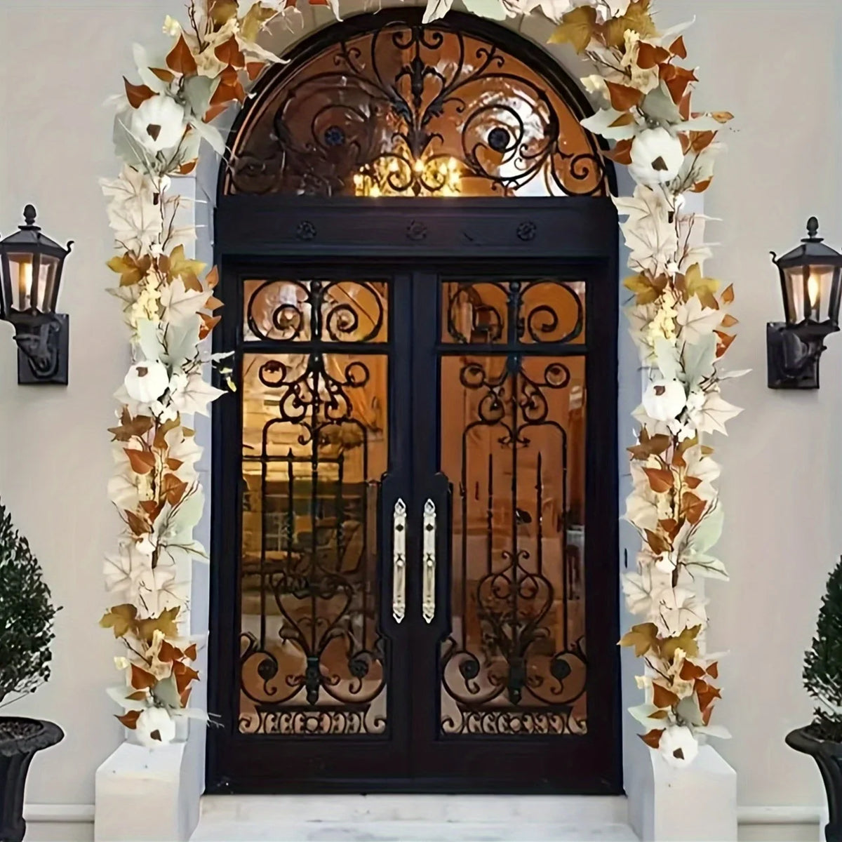 Autumn Maple Leaf & Pumpkin Wreath – Fall Holiday Wall Decor Seasonal Decorative Wreath Richie's
