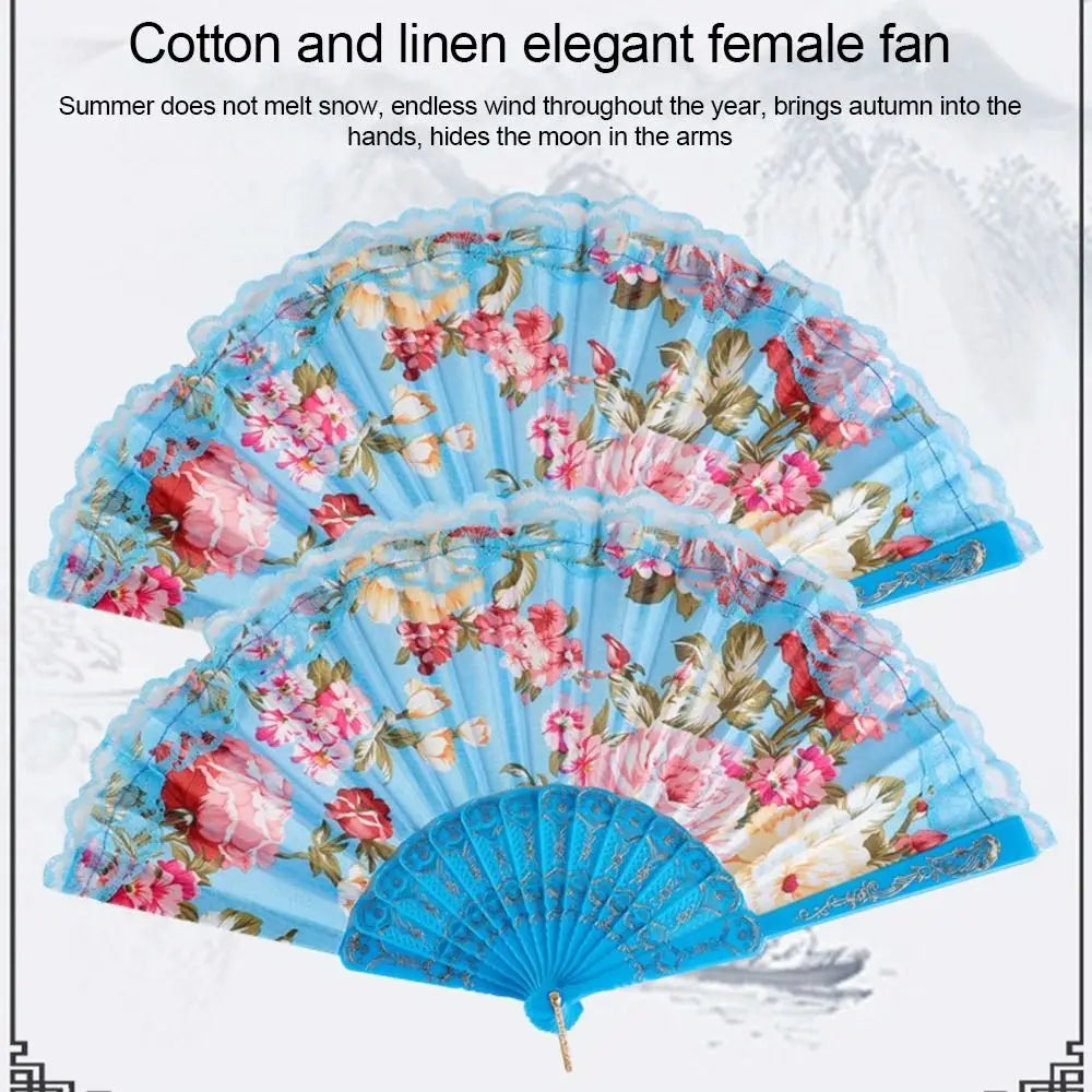 Elegant Foldable Lace Hand Fan – Floral Vintage Dance Party Decorative Hand Fan Richie's