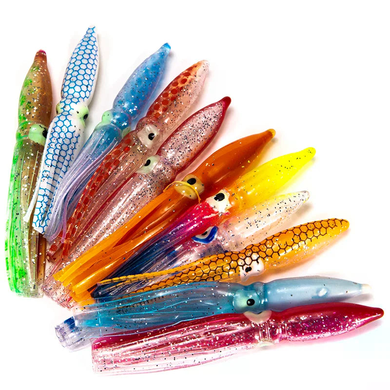 10pcs 8cm PVC Soft Squid Lures – Tuna & Sailfish Fishing Bait Soft Fishing Lures Richie's