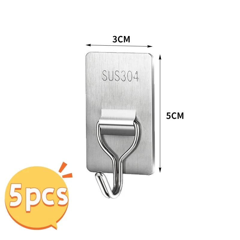 Self-Adhesive 304 Stainless Steel Wall Hooks | Multi-Purpose Adhesive Wall Hooks Richie's 50X30mm 5PCS