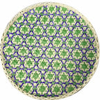 Bohemian Bamboo Woven Fruit Basket – Handwoven Round Tray Bamboo Woven Basket Richie's Green 35cm