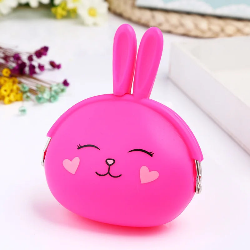 Girls Mini Silicone Animal Coin Purse – Kids Key Wallet Silicone Coin Purse Richie's peach rabbit