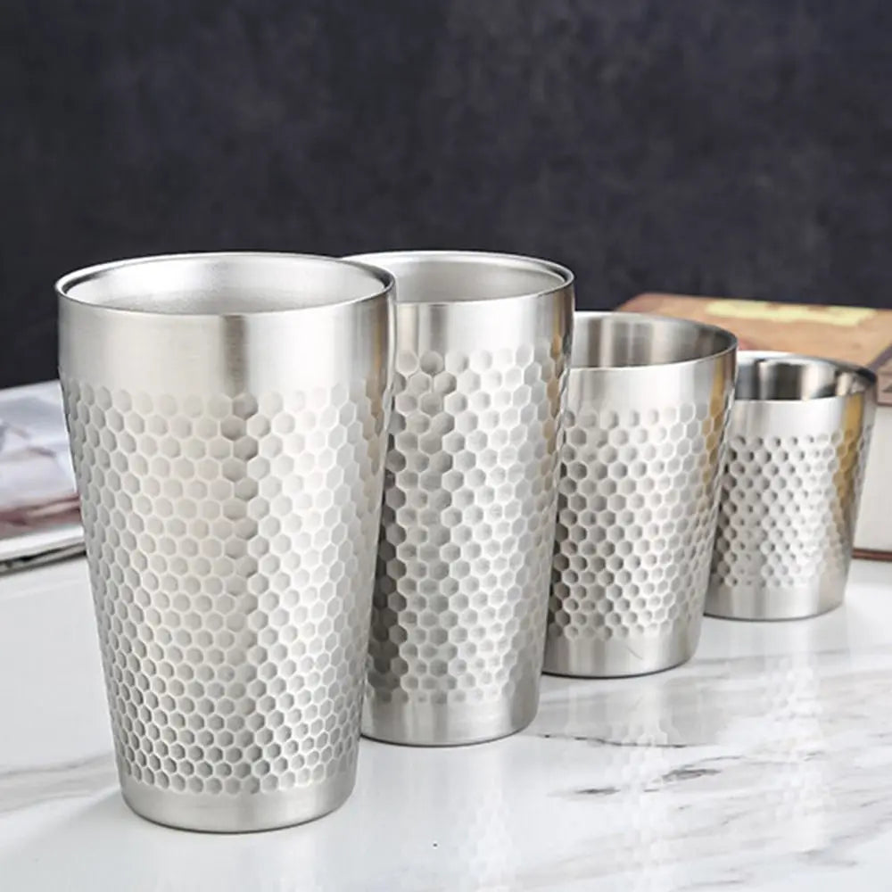 Double-Wall Stainless Steel Beer Mugs – Hammered Texture Beer Mug Richie's