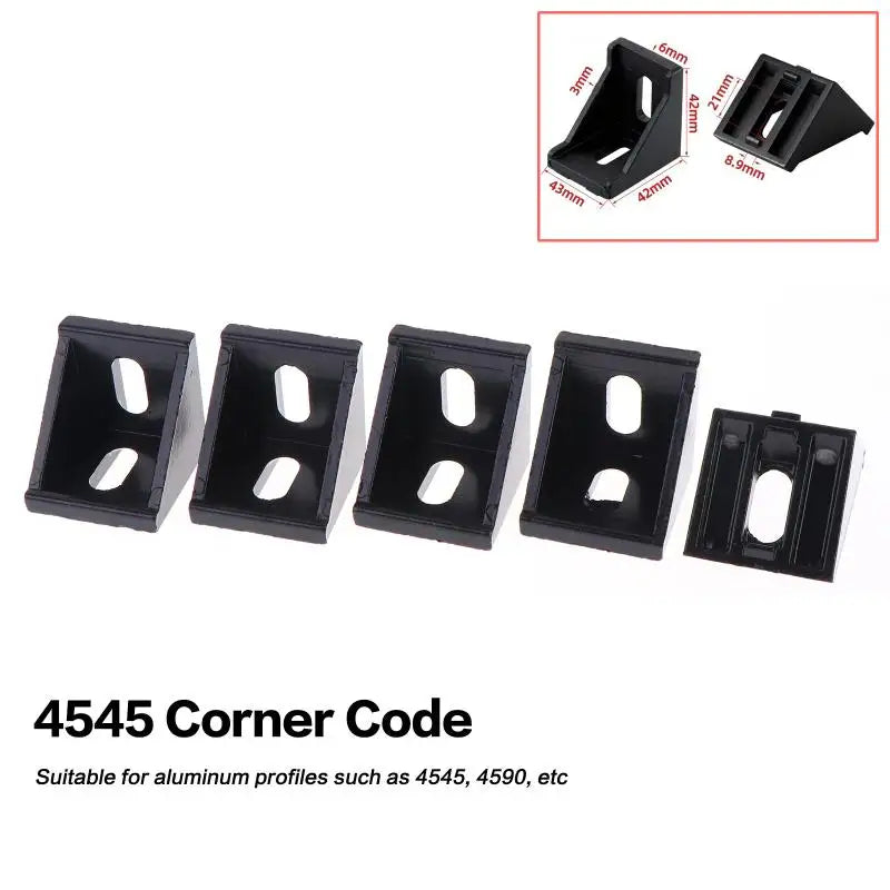 5Pcs Black Aluminum Angle Connectors for T-Slot Extrusion Brackets Aluminum Angle Bracket Richie's 4545 5pcs