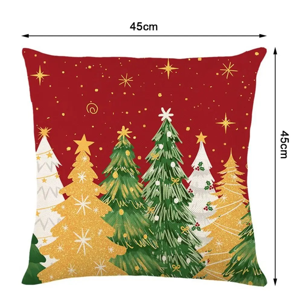 Christmas Cushion Cover – Tree Print Checkered Pillowcase 45×45cm Decorative Pillow Cover Richie's