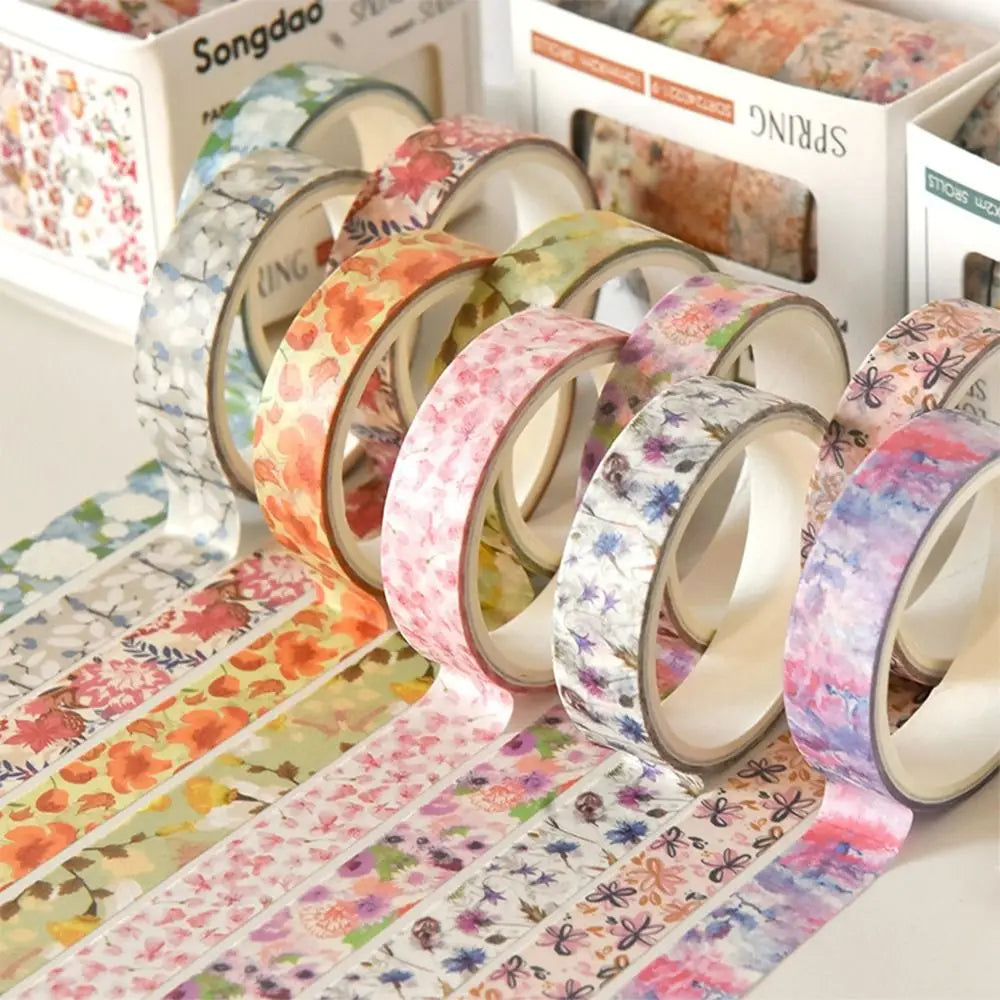 5 Rolls Spring Flower Washi Tape – Multicolor DIY Craft Set Decorative Washi Tape Richie's