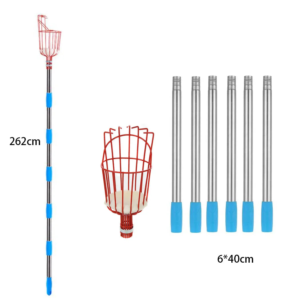 TOTNEND Metal Fruit Picker Set with Adjustable Depth Basket Fruit Picker Tool Richie's 260CM SET