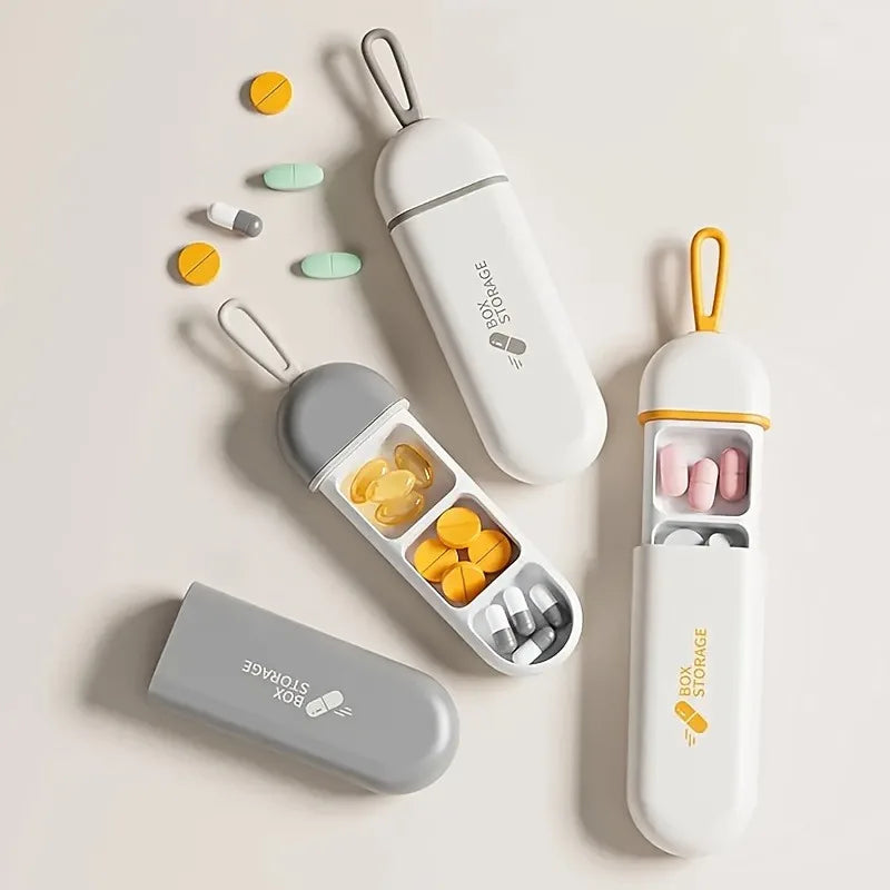 2-Pack 3-Compartment Pill Organizer with Carrying Loop Pill Organizer Richie's random color 2pcs