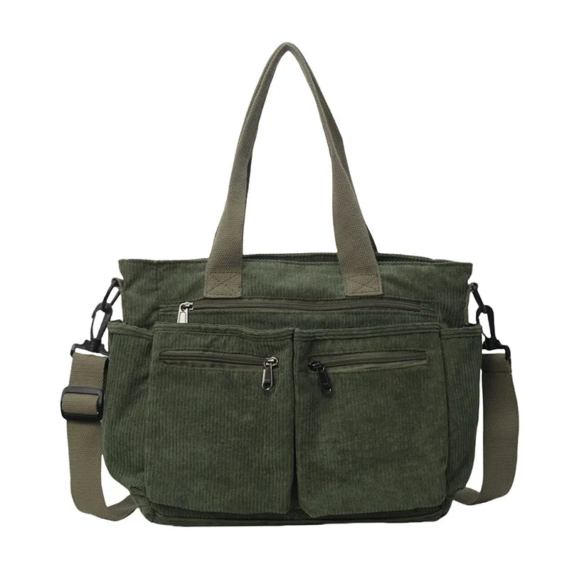 Large Capacity Corduroy Tote Bag | Korean Style Shoulder Bag Corduroy Tote Bag Richie's