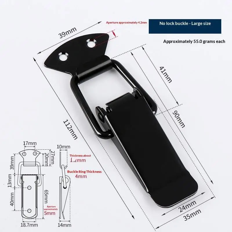 Glossy Black Toggle Latch Quick-Release Hook & Fastener Clip Toggle Latch Fastener Richie's L No latch