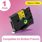 Markdomain TZe Compatible Laminated Label Tape for Brother PT Label Printer Tape Richie's Black on Yellow 12mm