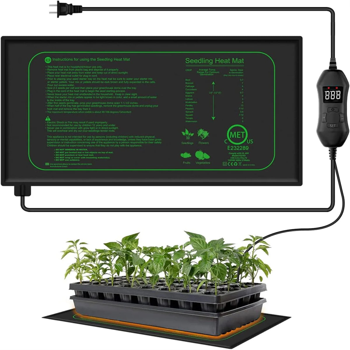 Seedling Heat Mat with Digital Thermostat – Germination Pad Seedling Heat Mat Richie's Black EU 220V