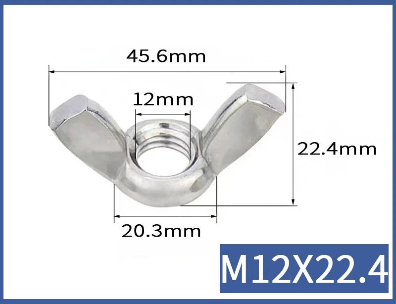 304 Stainless Steel Butterfly Wing Nuts M3–M12 | 2, 5 & 10 Pack Wing Nuts Richie's M12 2PCS