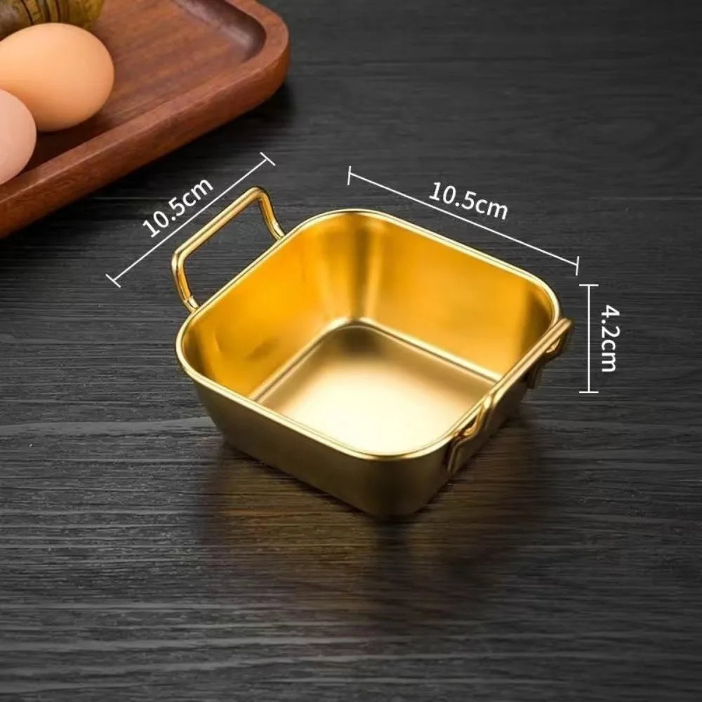 Stainless Steel Snack Basket – Fried Food Tray Silver & Gold Food Serving Basket Richie's Gold-Sqaure-Handle