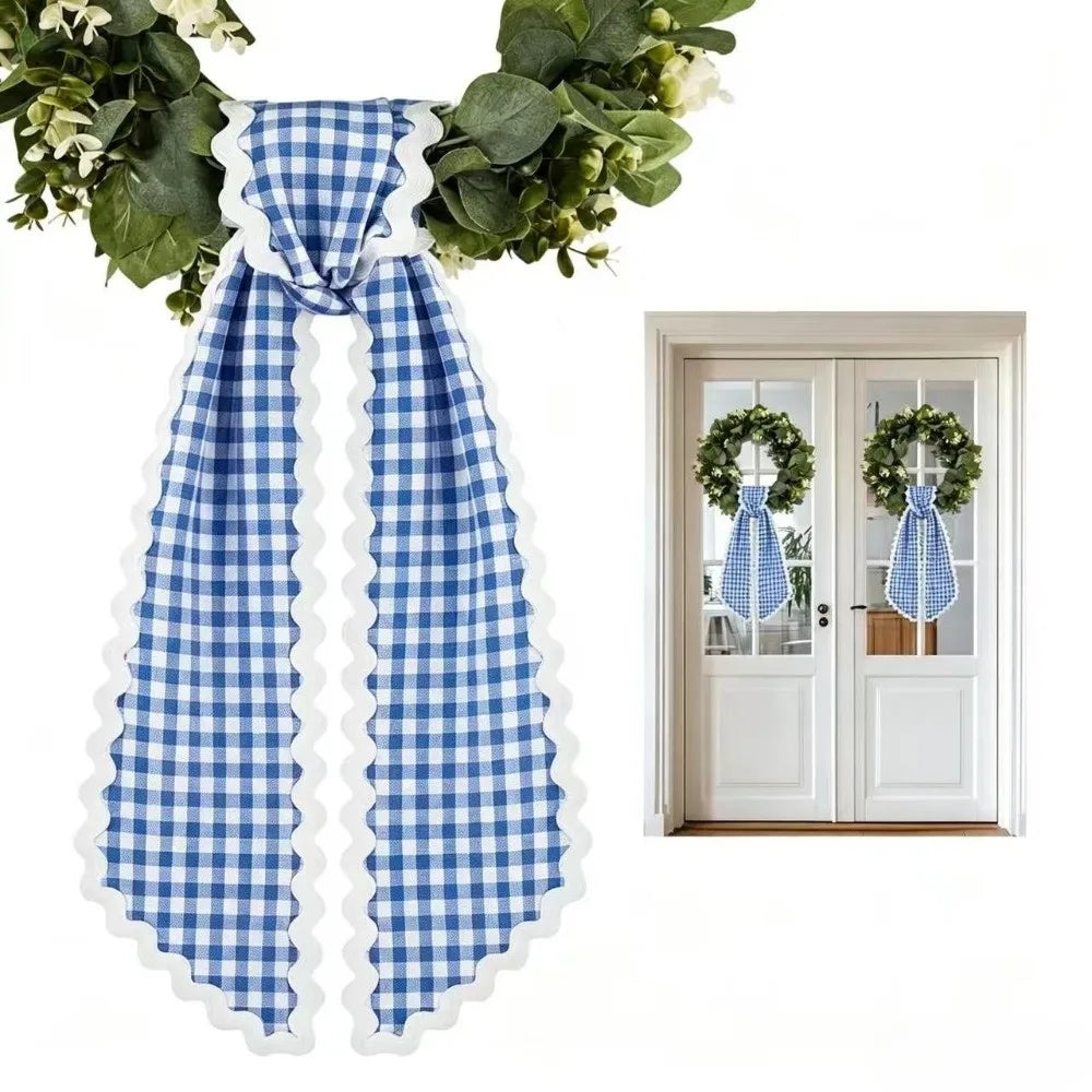 Cloth Wreath Sash Ric Rac Gingham Trim – Basket & Door Décor Decorative Sash Richie's J