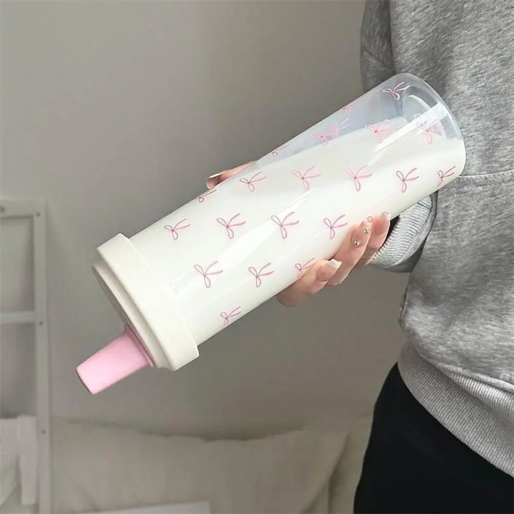 Cute Bowknot Straw Cup 500ml/700ml Plastic Water Bottle with Lid Straw Tumbler Cup Richie's