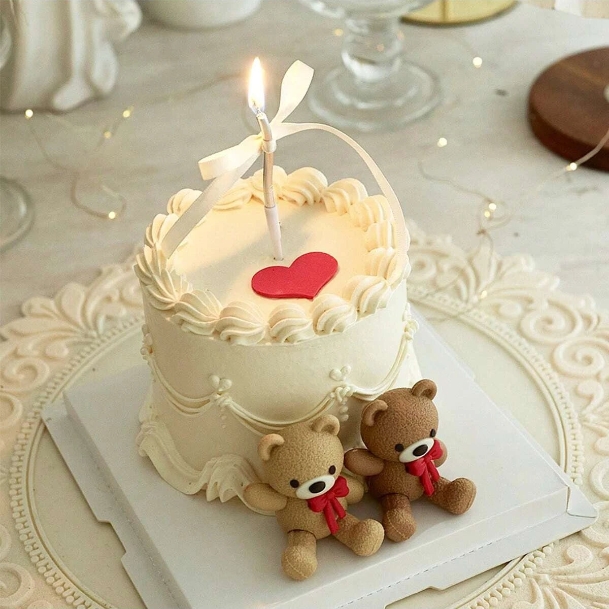 Teddy Bear Cake Toppers – Bow Tie Bear Party Figurines Cake Topper Figurine Richie's