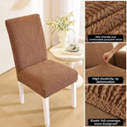 3D Leaf Jacquard Stretch Dining Chair Cover – Elastic Slipcover Chair Slipcover Richie's Light Coffee