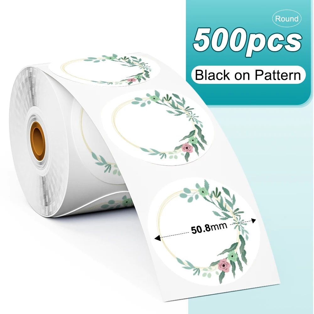 Phomemo 1000pcs Round Thermal Shipping Labels Rainbow Stickers Thermal Shipping Labels Richie's 500pcs Leaf A