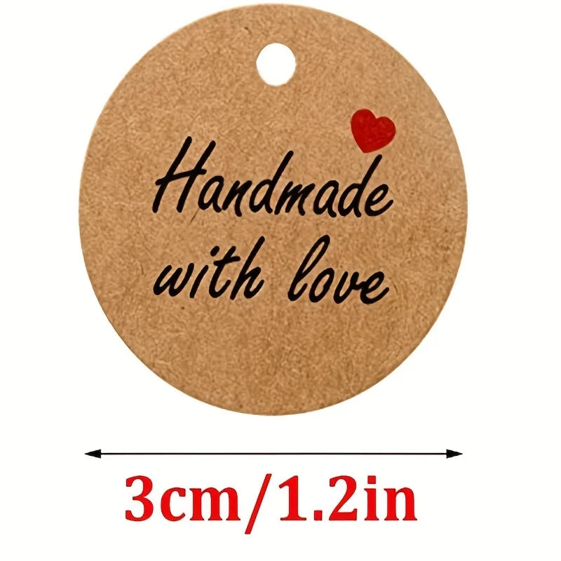 Kraft Paper Hang Tags "Handmade with Love" + 20m Twine Included Kraft Gift Tags Richie's