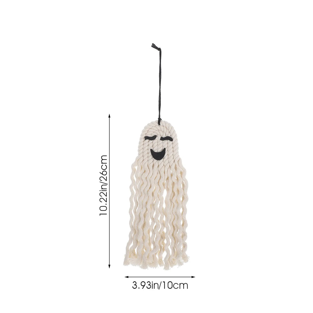Handwoven Halloween Ghost Hanging Decor – Reusable Cotton Pendant Halloween Wall Decoration Richie's