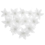 12-Piece Glitter Artificial Poinsettia Flowers Christmas Decor Artificial Christmas Flowers Richie's