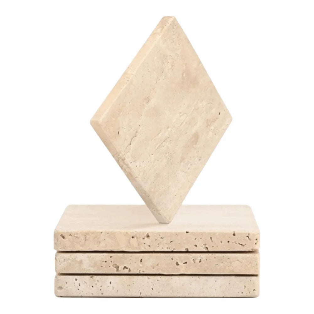 Natural Marble Coasters – Heat Resistant Non-Slip Travertine Set Marble Coasters Set Richie's Square 4PCS L