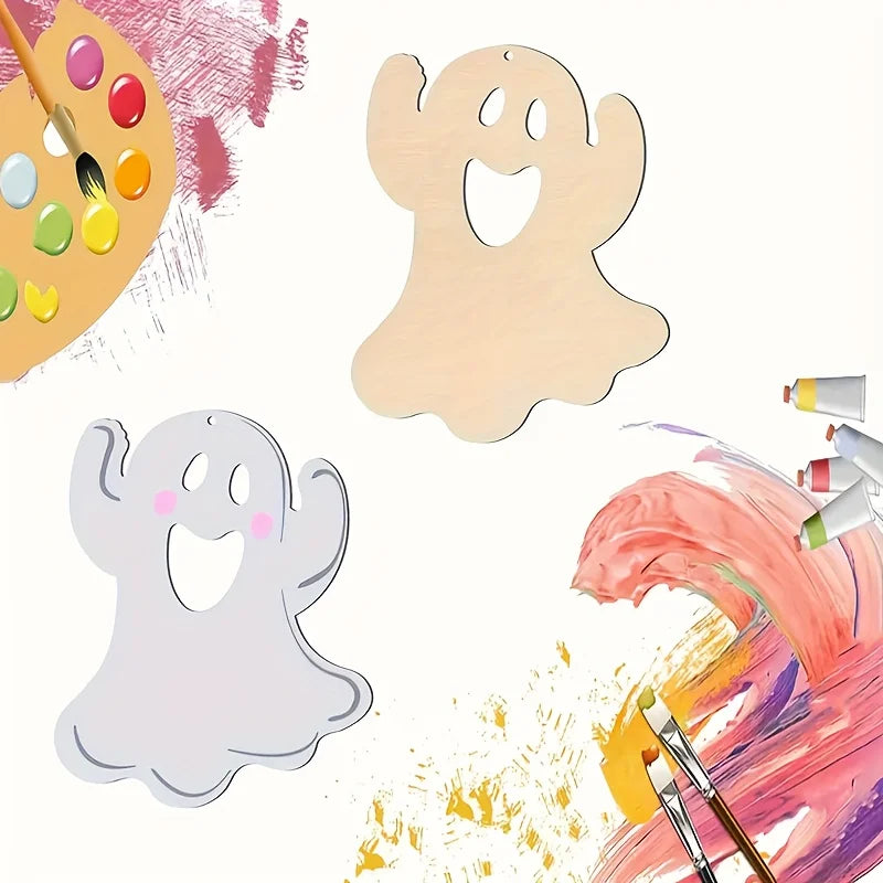 Unfinished Wooden Ghost Cutouts for DIY Crafts – 10 Pcs Wood Craft Cutouts Richie's