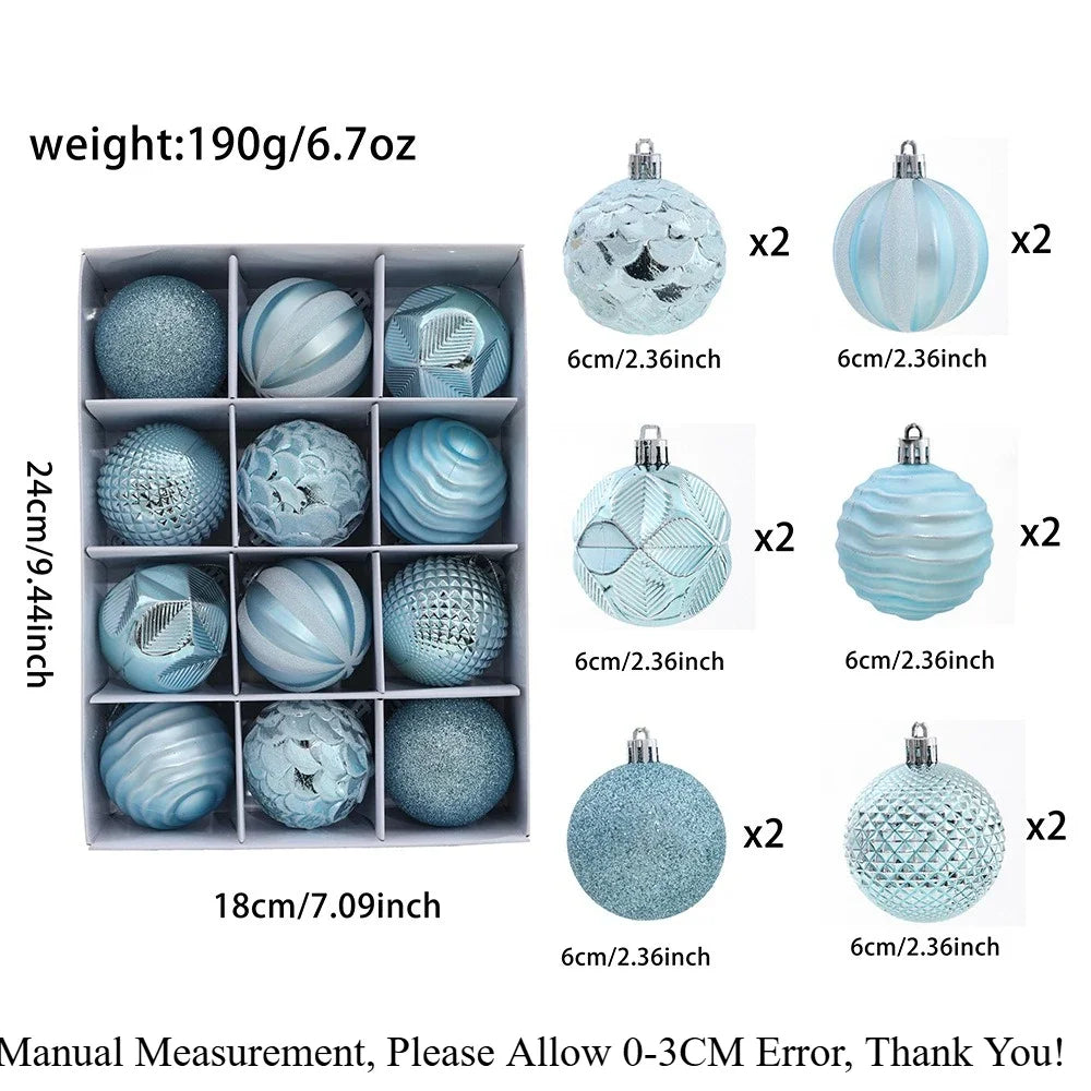 12 Pcs Christmas Ball Ornaments Set – Xmas Tree Décor Gift Christmas Ornament Set Richie's Blue 1 Set