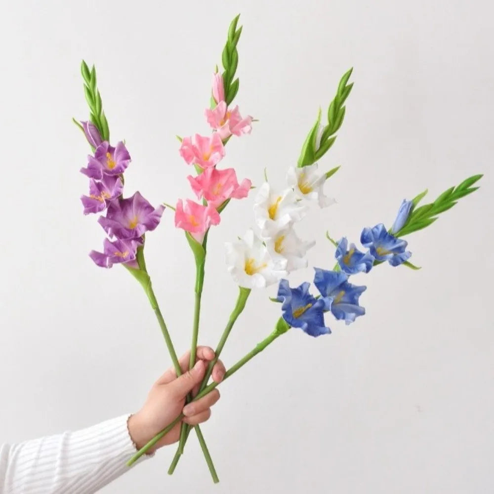 Purple White Artificial Gladiolus Branch – PU Fake Flower Stem Artificial Flower Stem Richie's