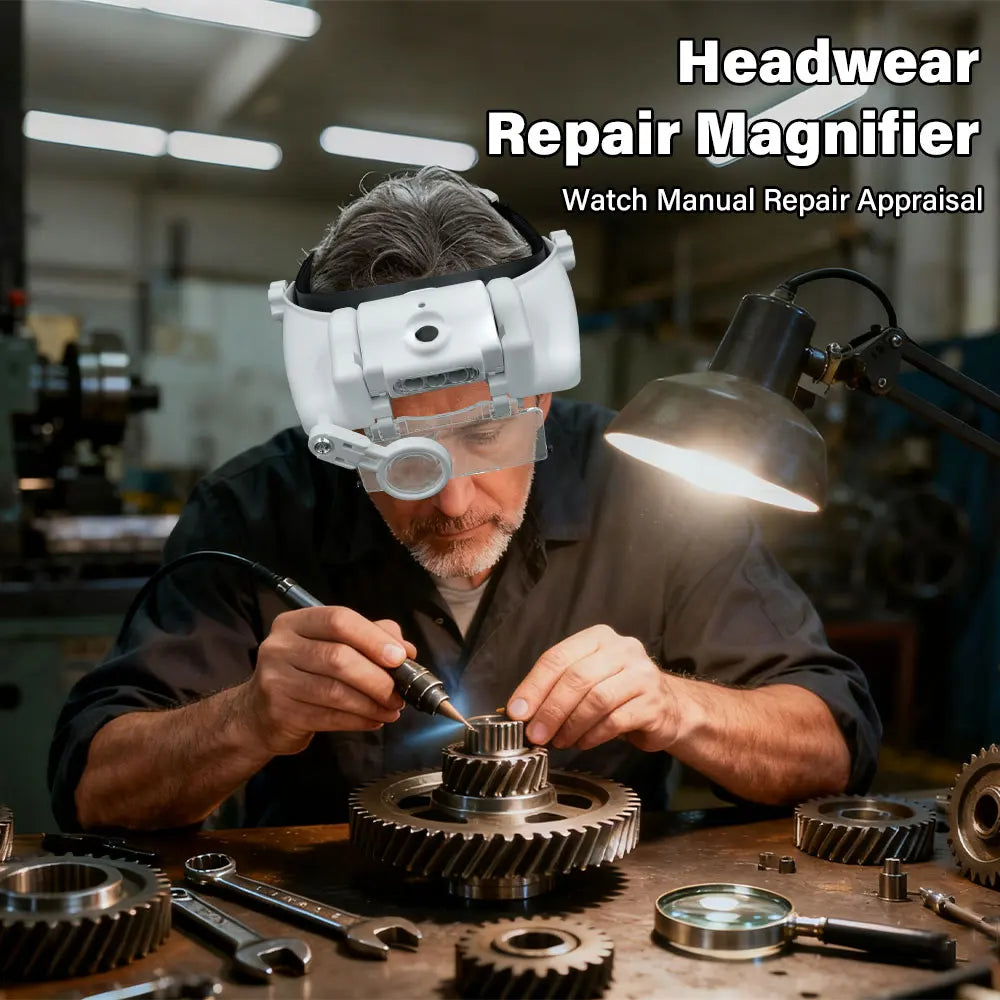 LED Headband Magnifier Loupe USB Rechargeable 1.5x–8x Headband Magnifier Loupe Richie's