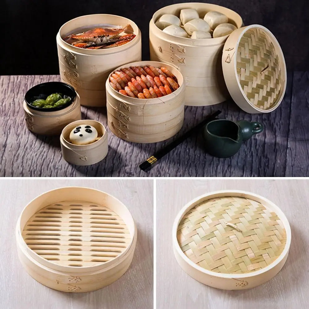 Bamboo Steamer Basket with Lid – Dumplings, Bao & Dim Sum Bamboo Steamer Basket Richie's
