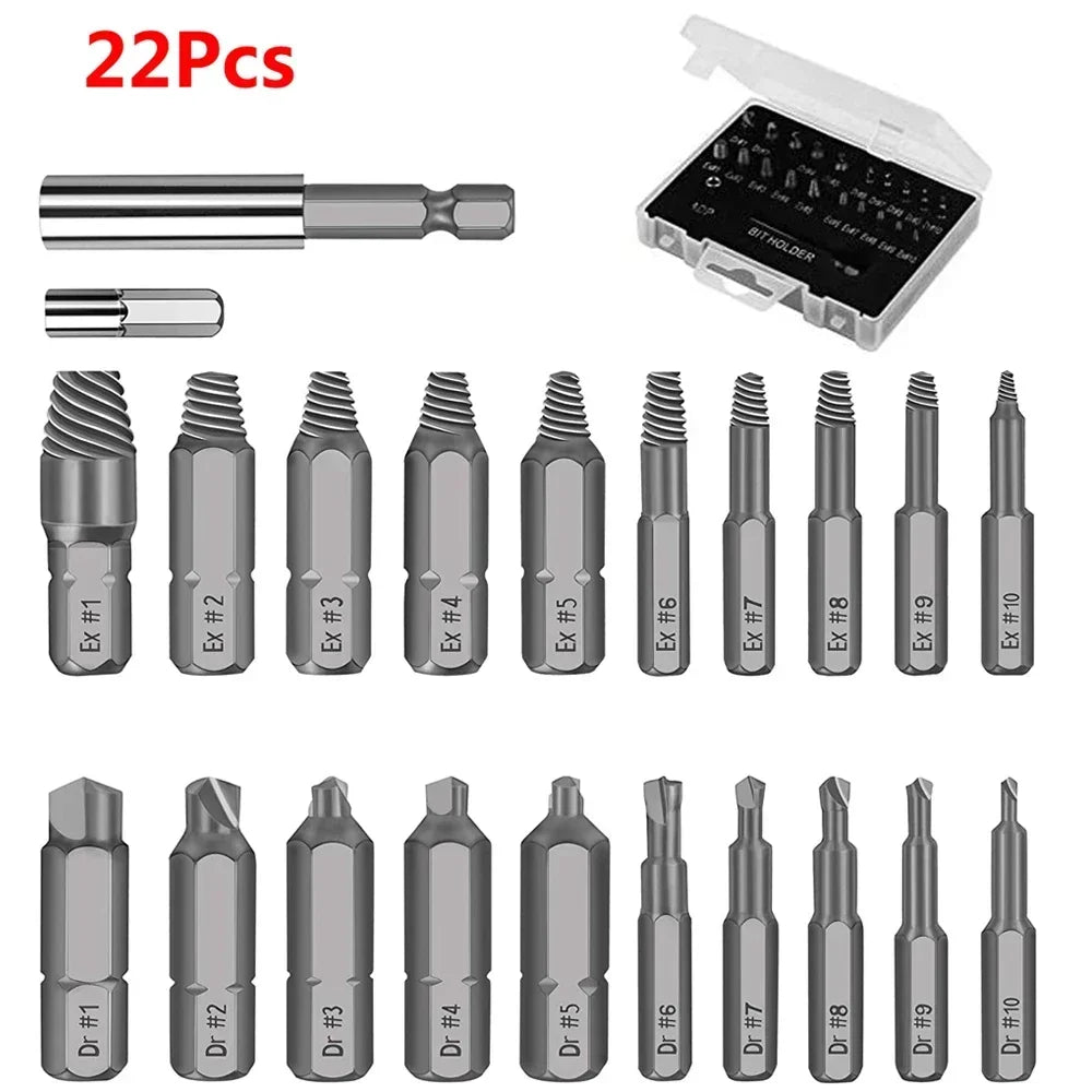 Stripped Screw Extractor Kit | Magnetic Bit Holder & Socket Adapter Screw Extractor Kit Richie's as show