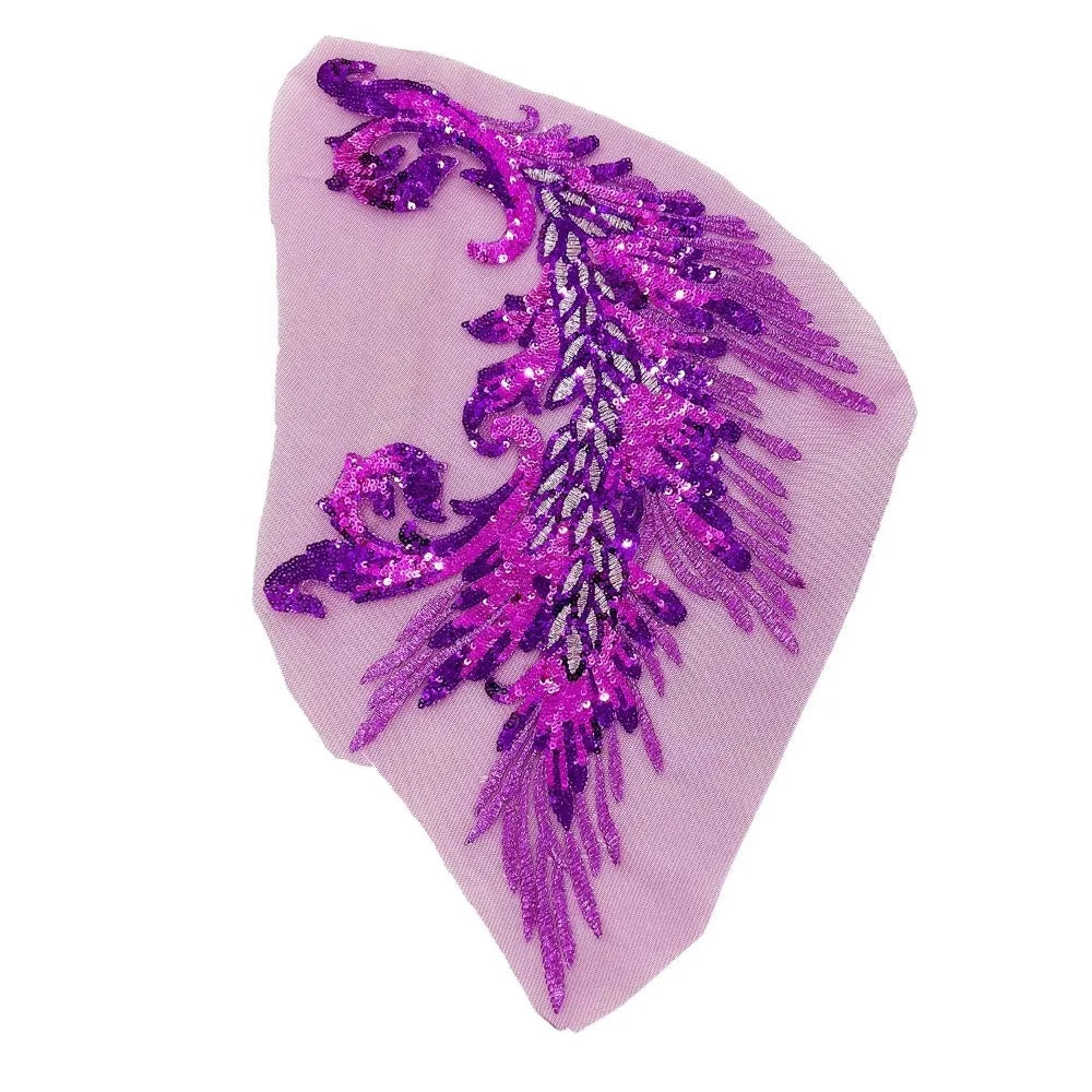 Phoenix Feather Sequined Embroidery Patch – DIY Sew-On Embroidery Patch Richie's purple2
