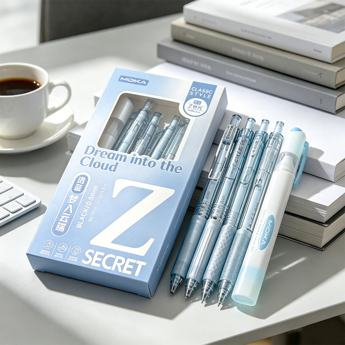 5-Piece Dream Cloud Gel Pen Set – 0.5mm Black Ink & Highlighter Gel Pen Set Richie's