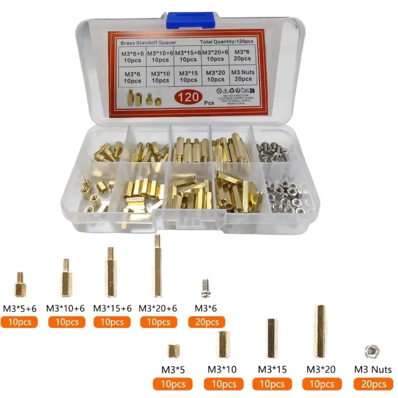120pcs M3 Brass Hex Standoff Spacer Kit with Screws & Nuts PCB Standoff Kit Richie's Default Title