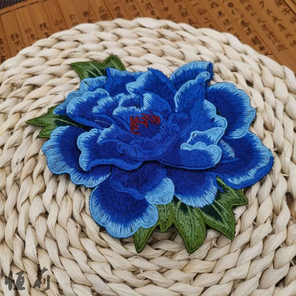 3D Peony Embroidery Patch Ethnic Floral Sew-On Appliqué Embroidery Patch Richie's