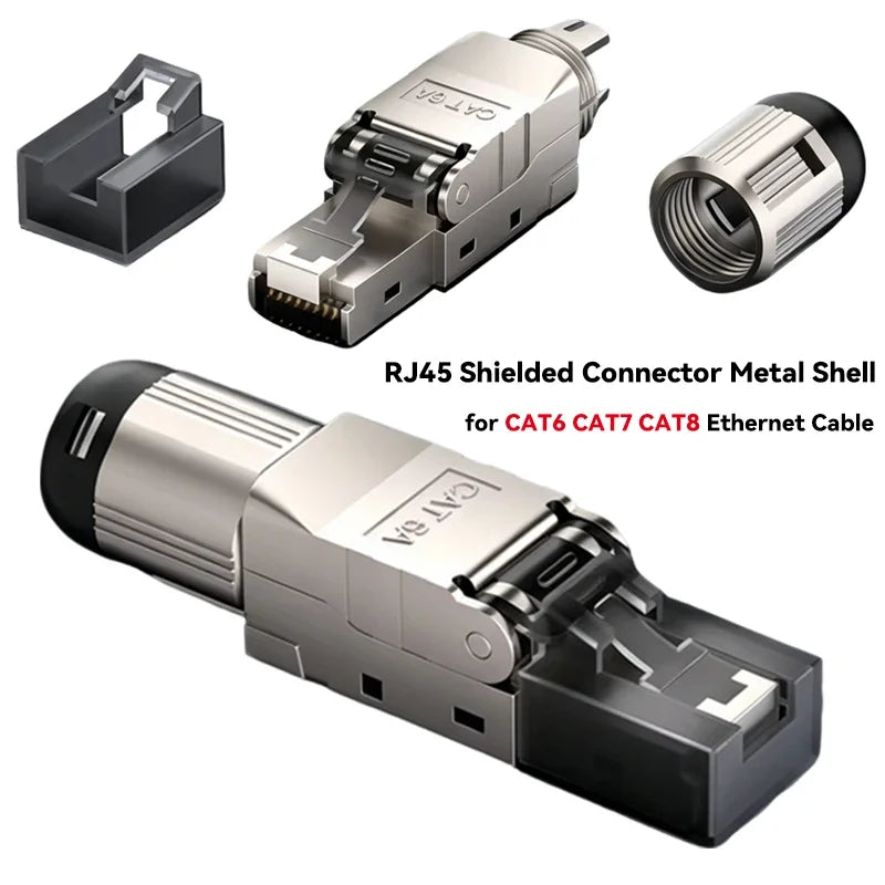 Tool-Free Shielded RJ45 Connectors Cat6A Cat7 Cat8 | 10G RJ45 Network Connector Richie's