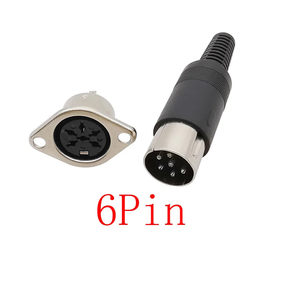 DIN 3 4 5 6 8 Pin Male Plug Female Socket Connector 2Pcs DIN Connector Richie's 6Pin-JKP-1Pair