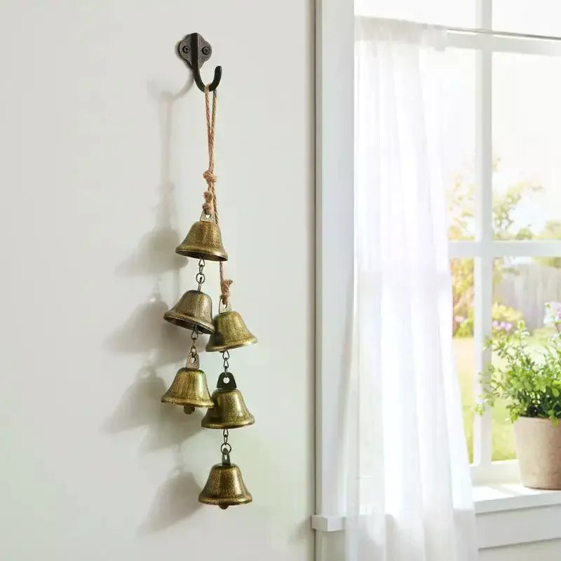 Vintage Brass Hanging Bells | Rustic Wind Chime Wall Decor Wind Chime Decor Richie's