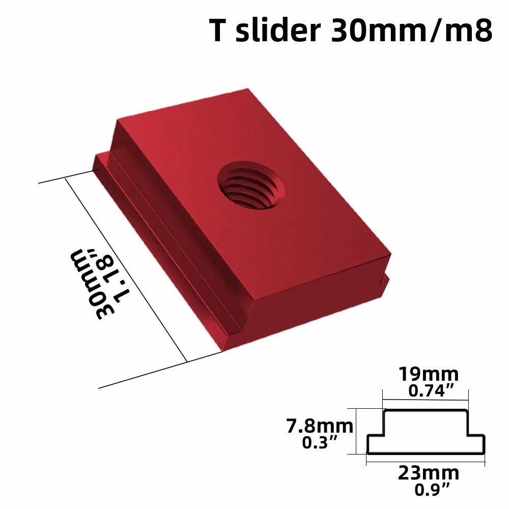 8-Pc T-Track Slider Set M6/M8 Aluminum Alloy Groove Fastener Clamp T-Track Slider Set Richie's Red - M8 slider 8pcs
