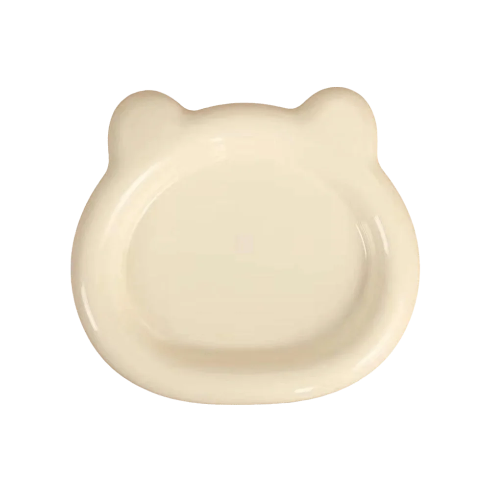 Cute Bear PP Plastic Cat & Puppy Food Bowl | Anti-Tip Dish Pet Food Bowl Richie's Beige