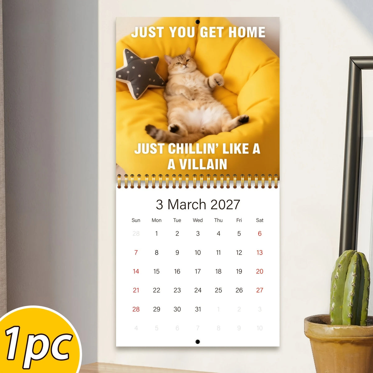 2027 Funny Cat Meme Wall Calendar – Monthly Hanging Planner Wall Calendar Richie's