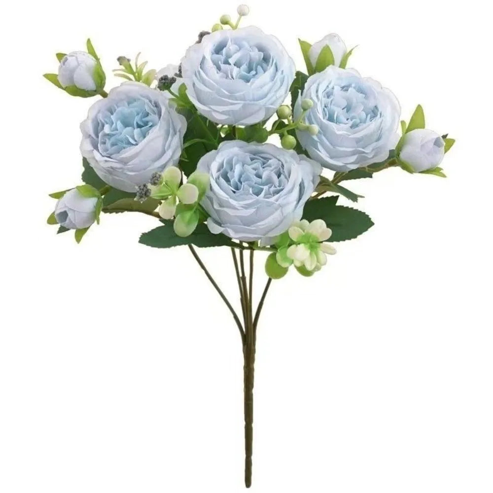 Faux Silk Artificial Roses Long Stem Fake Flowers – Home & Wedding Artificial Silk Flowers Richie's Blue