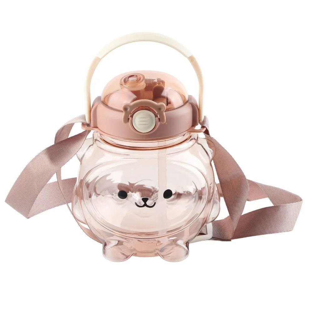 1000ml Cartoon Bear Resin Water Bottle with Shoulder Strap Resin Water Bottle Richie's Coffee
