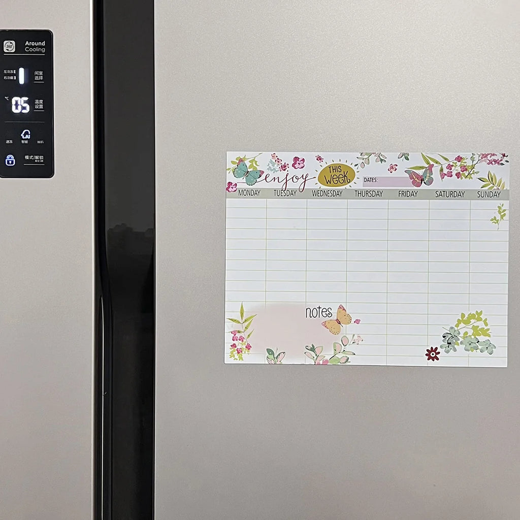 Magnetic Weekly Planner Whiteboard – Floral Butterfly Fridge Calendar Magnetic Whiteboard Planner Richie's