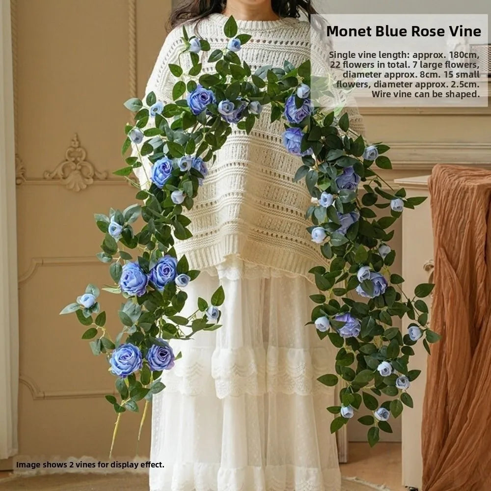 Artificial Silk Rose Vine 1.8m 22 Heads Wall Decor – 9 Colors Artificial Flower Vine Richie's