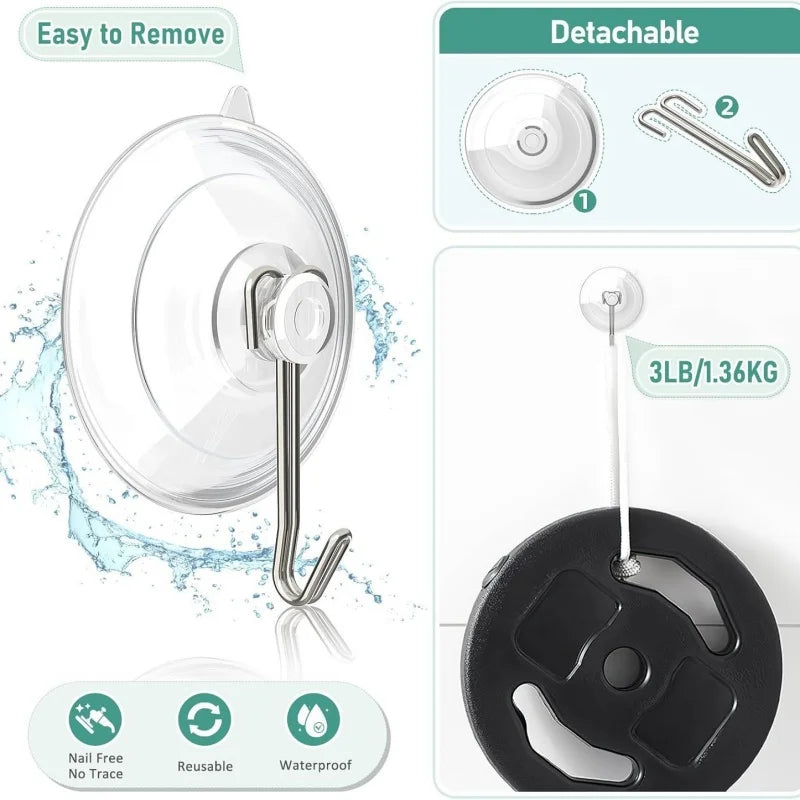 Suction Cup Hooks Transparent PVC & Metal Wall Hooks 5/10 Pcs Suction Cup Hooks Richie's