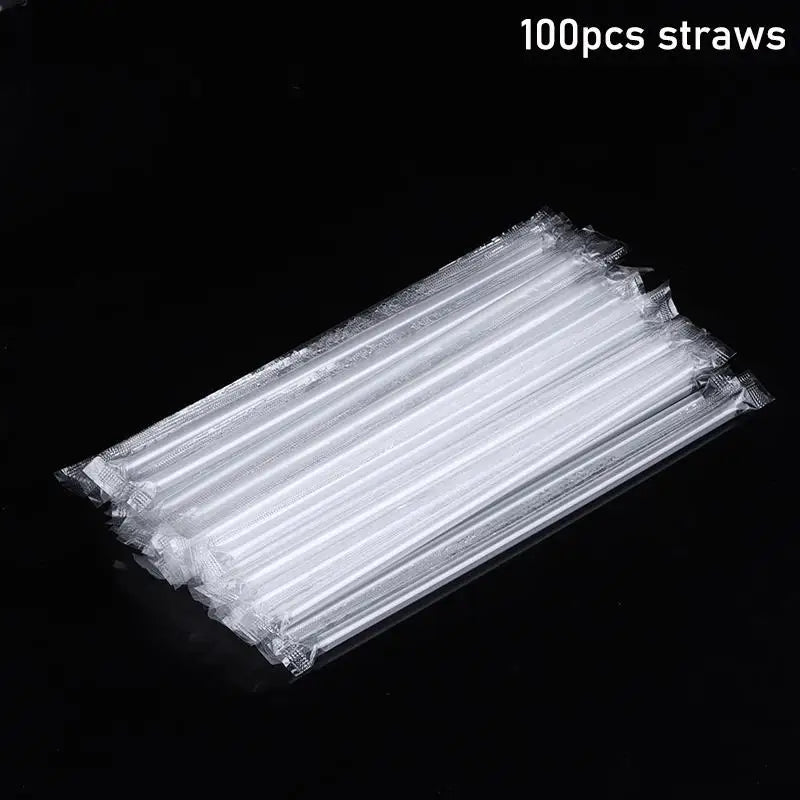 Clear Disposable PET Cups with Lids & Straws – 10 Pack Set Disposable Drinkware Set Richie's 100Pcs Straw
