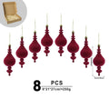 8pcs Velvet Gift Box Christmas Tree Ornaments – Flocked Pendants Christmas Tree Ornaments Richie's Wine Red 1.5cm